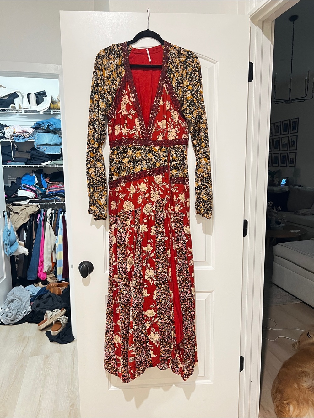 free people tilda wrap dress in neutral combo - Picture 4 of 4